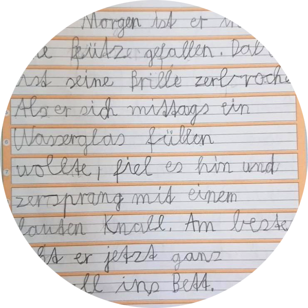 Text in Kinderschrift ohne Fehler